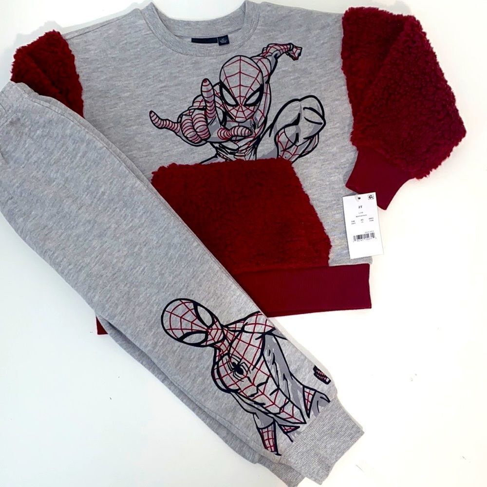 🔥MARVEL SPIDER-MAN  2 pc set boys kids sweater/sweatpants sz 12 months New